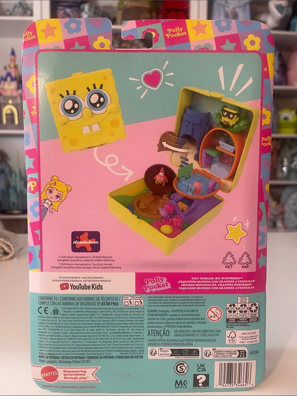 Polly Pocket x SpongeBob SquarePants Yellow SpongeBob Mini Playset